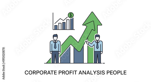 Business people analyzing profit growth graph vector illustration
