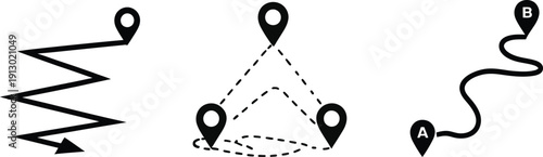 Logistics Road Map Symbols with Point A to B