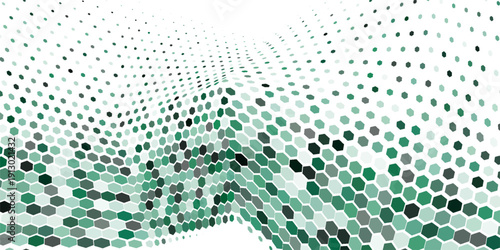 Abstract Green Hexagon Digital Background with Technology Pattern