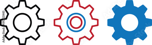 Mechanical Gear and Setting Icon Vector Set