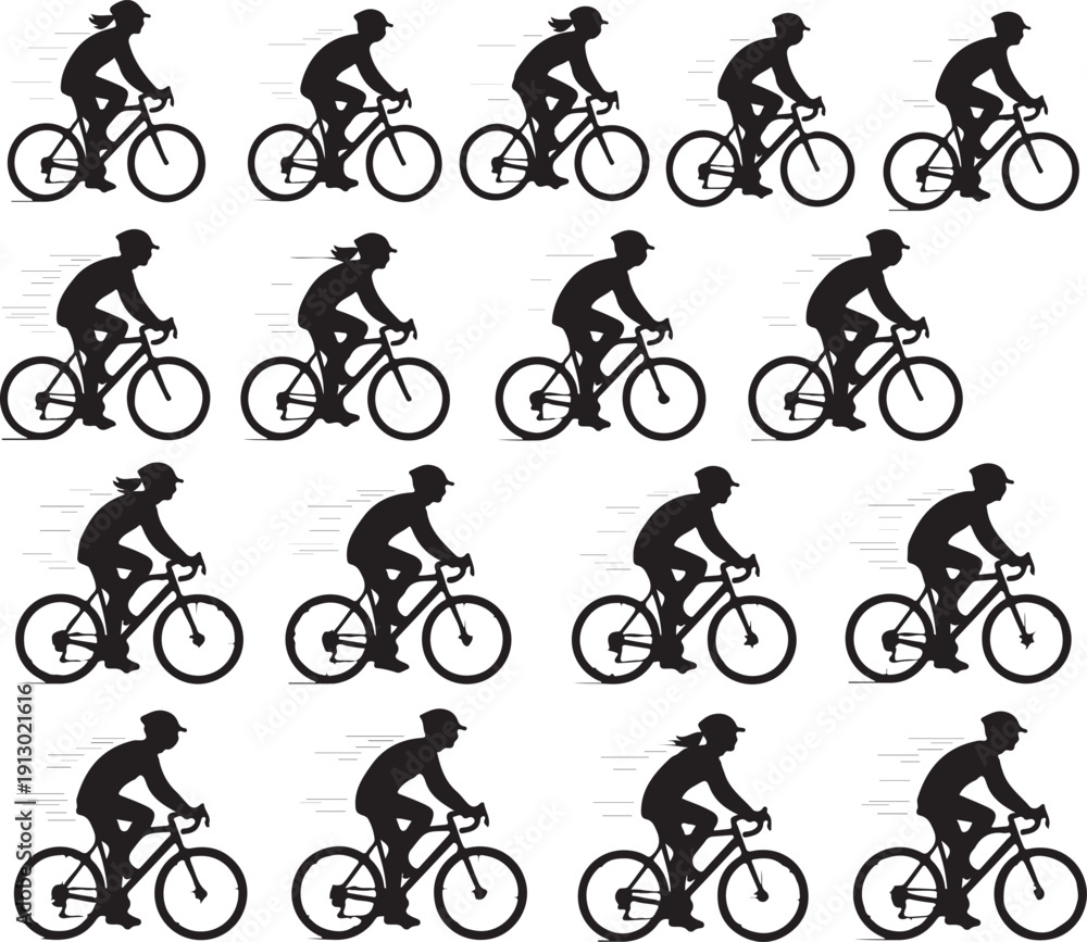 Obraz premium Cycling people silhouette vector