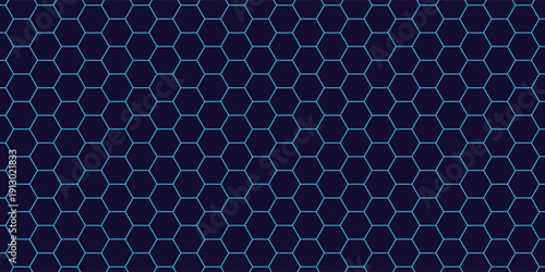 Hexagonal Abstract Technology Background. Hexagons Pattern for Hi-Tech Communication Design. Hi-tech Cyber Hexagon Sci-Fi Game Banner Grid. Vector Illustration