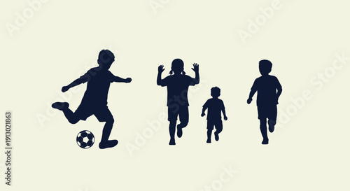 Family Playing Football Together Silhouette.