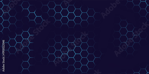 Hexagonal Abstract Technology Background. Hexagons Pattern for Hi-Tech Communication Design. Hi-tech Cyber Hexagon Sci-Fi Game Banner Grid. Vector Illustration