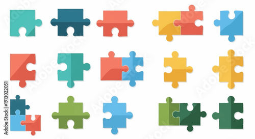Colorful Jigsaw Puzzle Pieces Arranged Neatly.