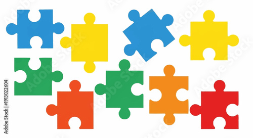 Colorful Jigsaw Puzzle Pieces Arranged Together.