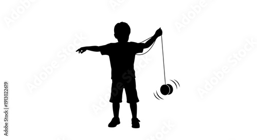 Boy Playing with Yo Yo Silhouette.