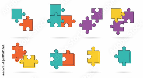 Colorful Jigsaw Puzzle Pieces Arranged Together.