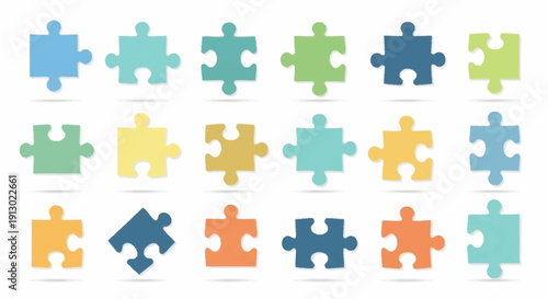Colorful Jigsaw Puzzle Pieces Arrangement.