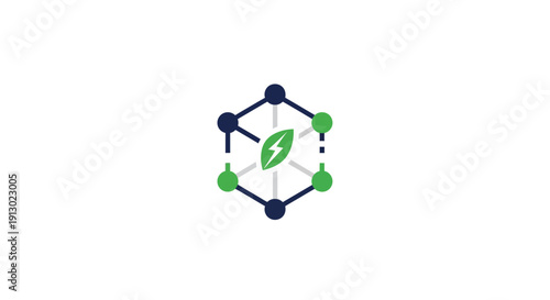 Molecular Structure with Green Leaf Icon.