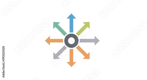 Multidirectional Arrows Around a Circle.