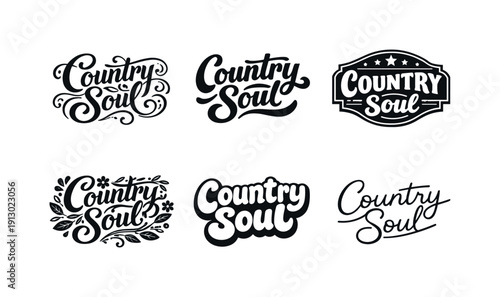 Country soul lettering. Set lettering. harmonious lettering variations of the same emblematic concept, each with different artistic