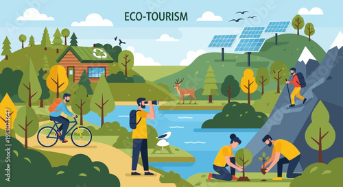 People on eco tourism vacation.