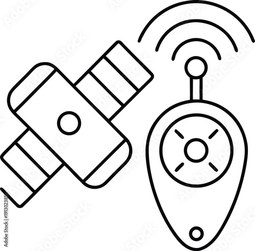 pacific tide tracker line art vector illustration on transparent background