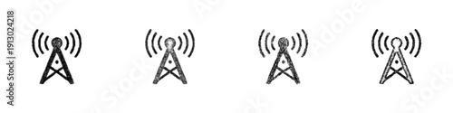 Sketch antenna icon design set