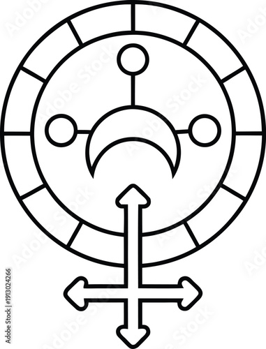 lunar menstrual cycle line art vector illustration on transparent background