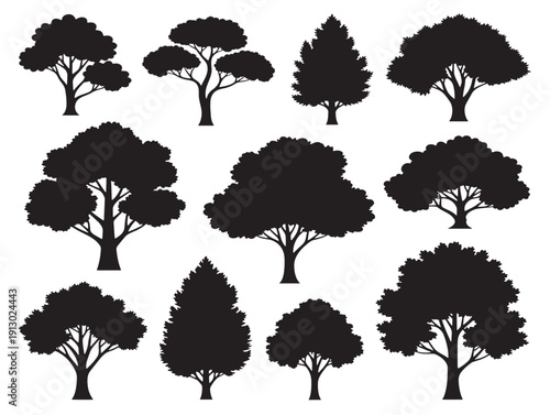 Modern urban tree silhouettes for stunning metropolitan nature themes
