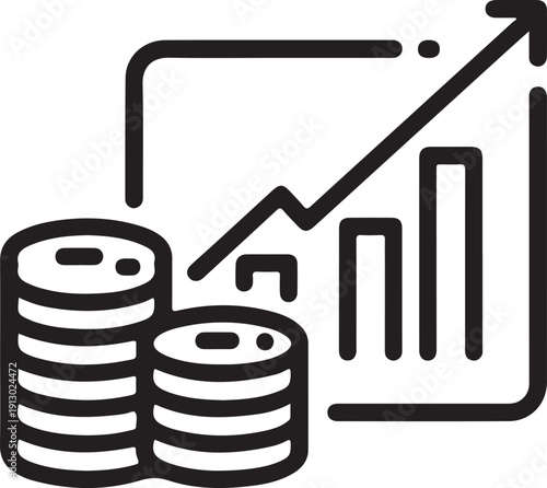 Wallpaper Mural Financial Growth Concept: An emblem of financial prosperity, showing stacks of coins with a rising graph, symbolizing increase and achievement in investment and economy. Torontodigital.ca