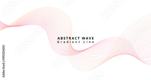 Mesmerizing abstract wave design featuring delicate pink and orange gradient thin lines flowing gracefully across a clean white background graphic element