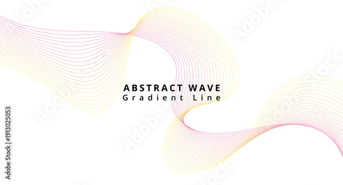 Minimalist abstract wave design featuring flowing gradient lines across a clean white background suggesting motion and digital art.