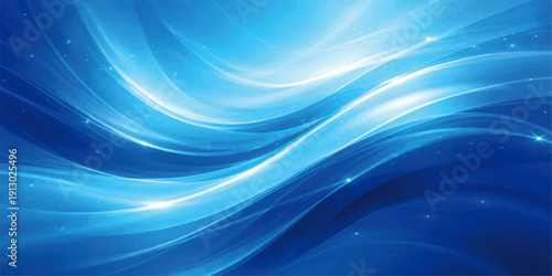 An abstract blue wave background featuring a flowing motion of wavy lines and light gradients creates a dynamic texture and elegant vector pattern design for an artful wallpaper backdrop