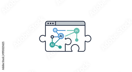 Puzzle piece with network connections.