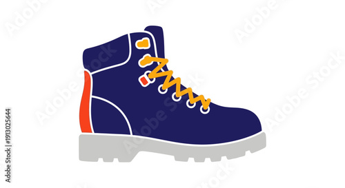 Blue Work Boot with Yellow Laces.