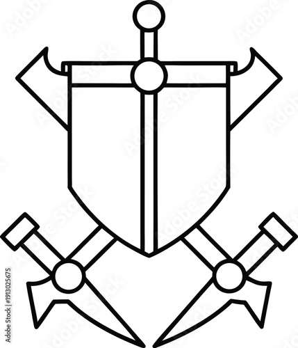 chosen family crest line art vector illustration on transparent background