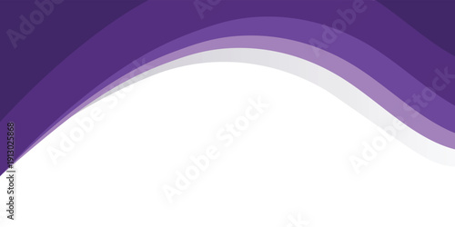 Purple business wave banner on white background, flat purple gradation. wavy background