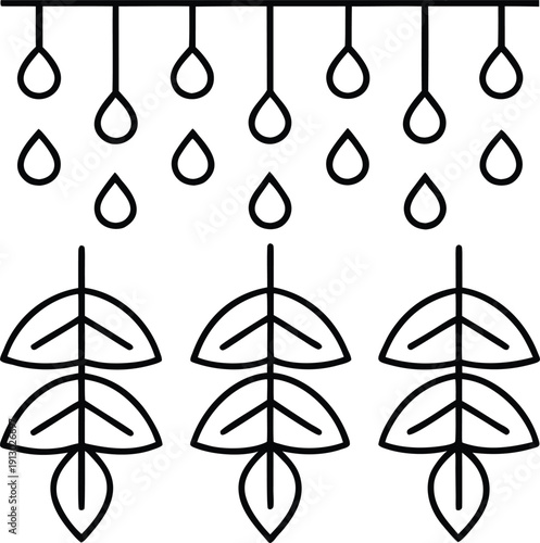 amazonian rain rhythm line art vector illustration on transparent background