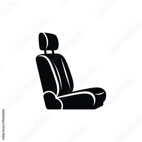 Vector illustration icon black car seat silhouette on, simple vector illustration