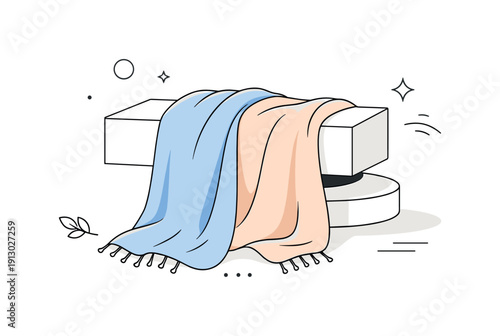 Fashion fabric concept. Lightweight scarf fabric draped in a minimal editorial scene. Elegant, modern fashion mood with lots of negative