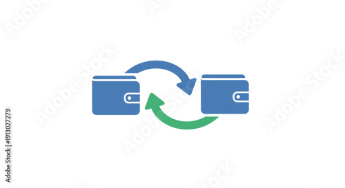 Wallets with exchange arrows symbol.