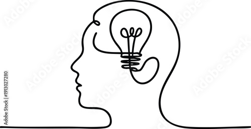 Clean Monochrome Symbol Representing Creativity and Problem Solving, vector, illustration, silhouette.