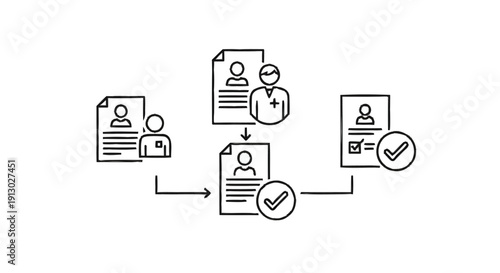 Medical Recruitment Process Flow Chart Illustration.