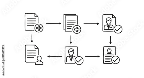 Document processing and user verification workflow illustration.