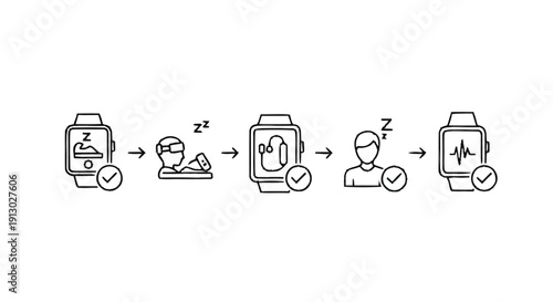 Smartwatch health tracking sequence sleep to heart rate monitoring.