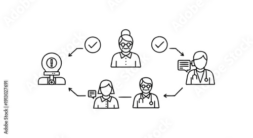 Telemedicine Consultation Network Connecting Patients and Doctors Remotely.