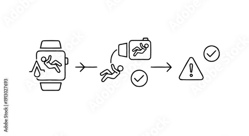 Smartwatch Fall Detection and Alert System Illustration.
