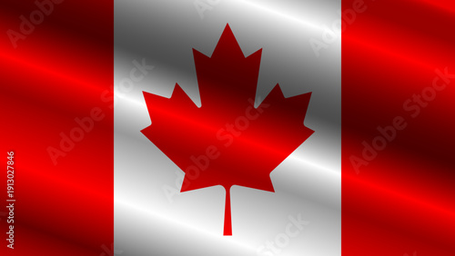 Realistic Canada flag vector with fabric texture, natural wrinkles, and soft waves. High-quality Canadian national symbol featuring the iconic red maple leaf.