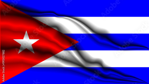 Free Download Realistic Cuba flag vector with fabric texture, natural wrinkles, and soft waves. High-quality Cuban national symbol featuring the lone star and patriotic stripes. - GFXLoad