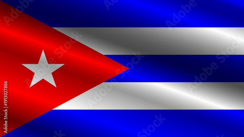 Realistic Cuba flag vector with fabric texture, natural wrinkles, and soft waves. High-quality Cuban national symbol featuring the lone star and patriotic stripes.
