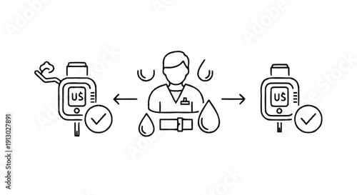 Medical Professional Demonstrating Blood Glucose Monitoring Process.