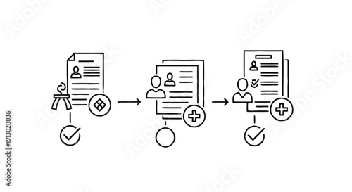 Document processing and verification workflow illustration.