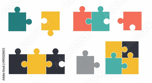 Colorful Puzzle Pieces Arranged in Grid.