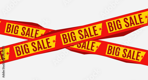 Big sale promotional strips isolated on white background for marketing designs