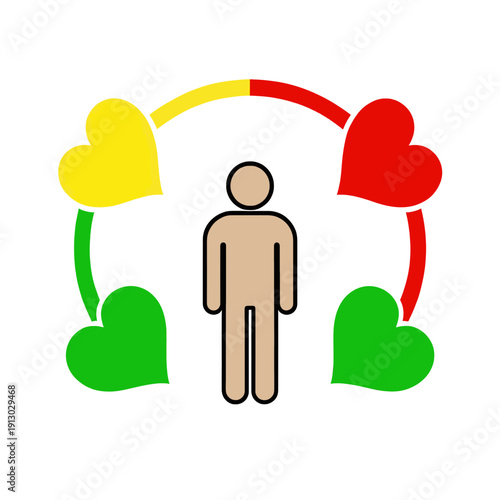 Person Surrounded By Four Hearts Icon