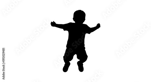 Silhouette of a Jumping Happy Child.