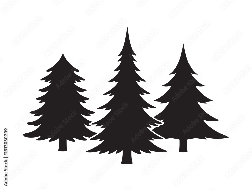 Fototapeta premium Artistic forest pack with beautiful creative tree silhouette designs
