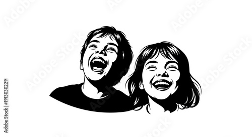 Man and Woman Laughing Together.